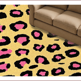 Ultra Soft Area Rug, Non Slip, Stain Resistant, Washable Area Rugs for Living Room, Bedroom, Soft Fluffy Pink Leopard Bedroom Decor(Yellow)