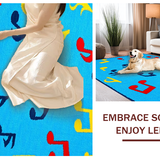 Ultra Soft Area Rug, Non Slip, Stain Resistant, Washable Area Rugs for Living Room, Bedroom, Cheerful Rhythmic Round Design(Blue)