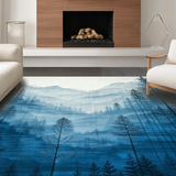 Ultra Soft Area Rug, Non Slip, Stain Resistant, Washable Area Rugs for Living Room, Bedroom, Serene Misty Forest Aesthetic(Blue)