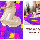 Ultra Soft Area Rug, Non Slip, Stain Resistant, Washable Area Rugs for Living Room, Bedroom, Cheerful Color Splash Symmetry(Purple)
