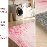 Ultra Soft Area Rug, Non Slip, Stain Resistant, Washable Area Rugs for Living Room, Bedroom, Chic Scallop Frame Rug with Large Bow and Curved Silhouette(Pink)