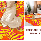Ultra Soft Area Rug, Non Slip, Stain Resistant, Washable Area Rugs for Living Room, Bedroom, Vibrant Retro Wavy Aesthetic(Orange)