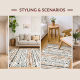 Ultra Soft Area Rug, Non Slip, Stain Resistant, Washable Area Rugs for Living Room, Bedroom, Elegant Neutral Lattice Aesthetic(Beige)
