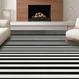 Ultra Soft Area Rug, Non Slip, Stain Resistant, Washable Area Rugs for Living Room, Bedroom, Artisan Woven Rug With Sophisticated Dual-Tone Horizontal Bands(Black)
