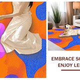 Ultra Soft Area Rug, Non Slip, Stain Resistant, Washable Area Rugs for Living Room, Bedroom, Psychedelic Colorful Wave Motif(Orange)