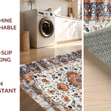 Ultra Soft Area Rug, Non Slip, Stain Resistant, Washable Area Rugs for Living Room, Bedroom, Elegant Layered Floral Design Style(Orange)
