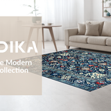 Ultra Soft Area Rug, Non Slip, Stain Resistant, Washable Area Rugs for Living Room, Bedroom, Rustic Tribal Patterned Blue Tones(Blue)