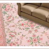 Ultra Soft Area Rug, Non Slip, Stain Resistant, Washable Area Rugs for Living Room, Bedroom, Elegant Pink Rose Embellishments(Pink)