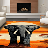 Ultra Soft Area Rug, Non Slip, Stain Resistant, Washable Area Rugs for Living Room, Bedroom, Vibrant Elephant Silhouette Design(Orange)
