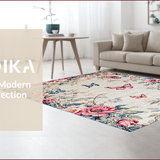 Ultra Soft Area Rug, Non Slip, Stain Resistant, Washable Area Rugs for Living Room, Bedroom, Rustic Nature-Inspired Butterfly Design(Ivory)