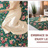 Ultra Soft Area Rug, Non Slip, Stain Resistant, Washable Area Rugs for Living Room, Bedroom, Cozy Green Blossom Motif(Blue)