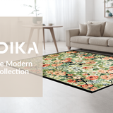 Ultra Soft Area Rug, Non Slip, Stain Resistant, Washable Area Rugs for Living Room, Bedroom, Artistic Green Floral Interpretation(Beige)