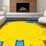 Ultra Soft Area Rug, Non Slip, Stain Resistant, Washable Area Rugs for Living Room, Bedroom, Stellar Fun Explorative Layout(Yellow)