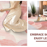 Ultra Soft Area Rug, Non Slip, Stain Resistant, Washable Area Rugs for Living Room, Bedroom, Chic Curvy Bow Accent Rug with Artful Looped Ends and Minimalist Dot Details(Pink)
