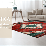 Ultra Soft Area Rug, Non Slip, Stain Resistant, Washable Area Rugs for Living Room, Bedroom, Vibrant Distressed Southwest Motif(Red)