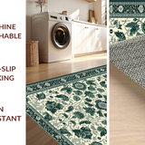 Ultra Soft Area Rug, Non Slip, Stain Resistant, Washable Area Rugs for Living Room, Bedroom, Luxurious Vintage Leafy Background(Ivory)