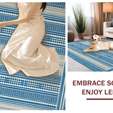 Ultra Soft Area Rug, Non Slip, Stain Resistant, Washable Area Rugs for Living Room, Bedroom, Sophisticated Modernist Striped Layout(Blue)