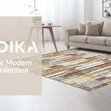 Ultra Soft Area Rug, Non Slip, Stain Resistant, Washable Area Rugs for Living Room, Bedroom, Elegant Scalloped Earth Tone Pattern(Brown)