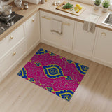 Vibrant Pink Blue Persian Motif Area Rug