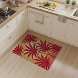 Vibrant Red Palm Leaf Coastal Area Rug