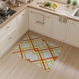Vibrant Yellow Red Geometric Crosshatch Rug