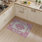 Pink Elegant Pink Floral Ornate Area Rug