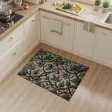 Green Vintage Green Vine Leaf Area Rug