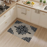 Ornate Black Floral on Beige Persian Area Rug