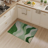 Serene Green Waves Abstract Area Rug