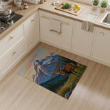 Majestic Elk Sunset Over Snowy Peaks Area Rug