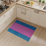 Pink Teal Blue Striped Woven Area Rug
