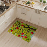 Vibrant Red Apple Tree on Golden Leaves Area Rug