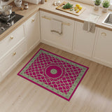 Pink Lattice Trellis Area Rug with Medallion