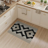 Beige Black Geometric Diamond Area Rug