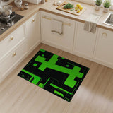 Neon Green Cyber Circuit Geometric Area Rug