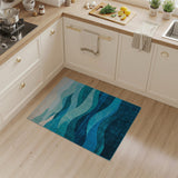 Layered Teal Blue Ocean Waves Area Rug