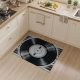 Retro Vinyl Record Black White Area Rug