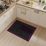 Modern Black Hexagon Rug with Pink Heart