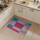 Vibrant Pink Blue Geometric Patchwork Area Rug