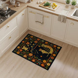 Black Cat Mama Kittens Floral Area Rug