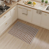 Vintage Distressed Brown Block Pattern Rug