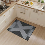 Bold Black White Geometric X Area Rug