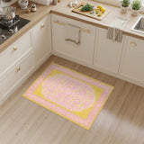 Pink Yellow Abstract Spot Washable Area Rug