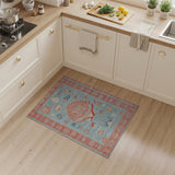Teal Coastal Scallop Shells Fish Area Rug