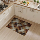 Brown Plaid Crosshatch Area Rug