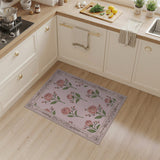 Ornate Blush Pink Roses Floral Area Rug