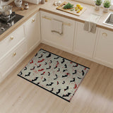 Distressed Black Bats Red Splatter Vintage Rug