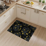 Gold Grey Leaf Silhouette Area Rug