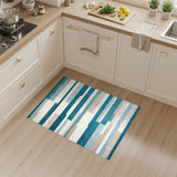 Blue and Teal Striped Geometric Area Rug