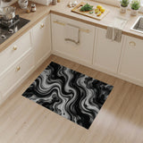 Abstract Ink Swirl Black White Area Rug